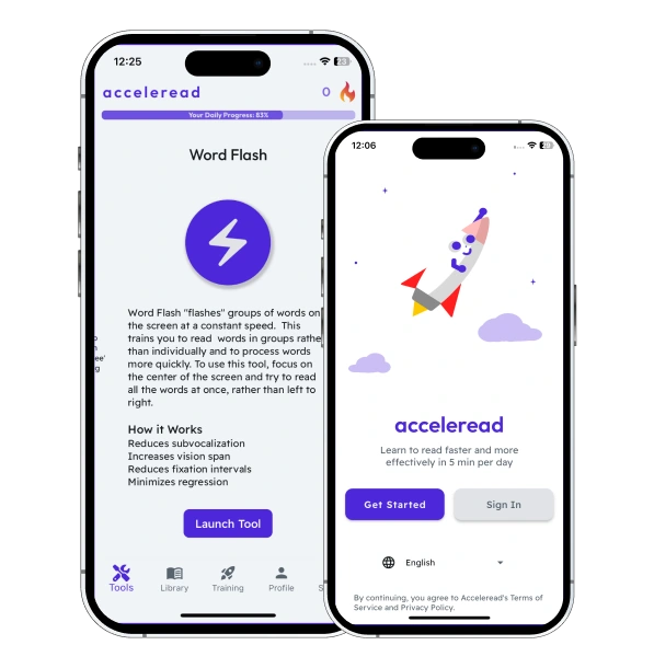 Acceleread product screens