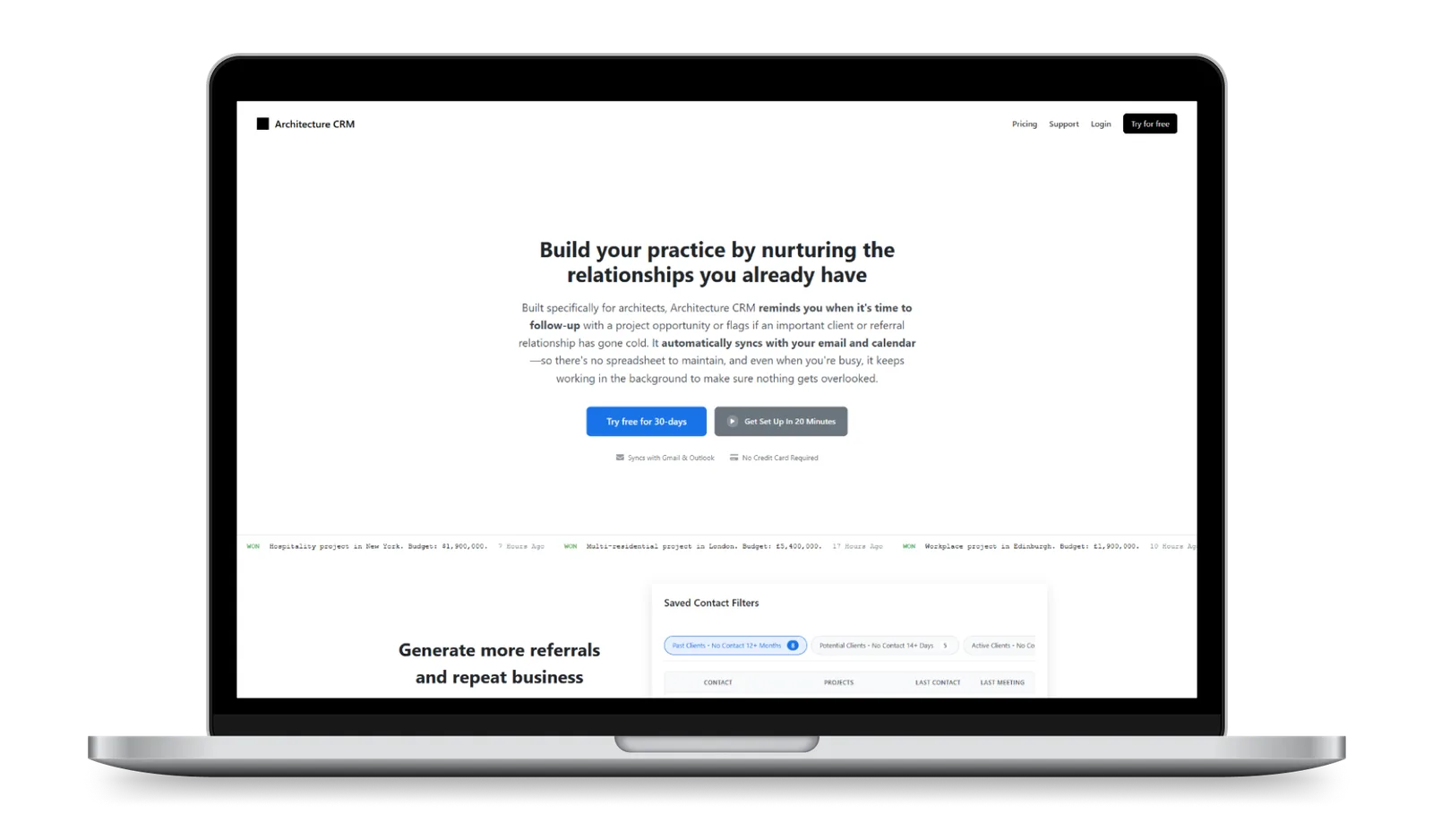 Architecture CRM product screens